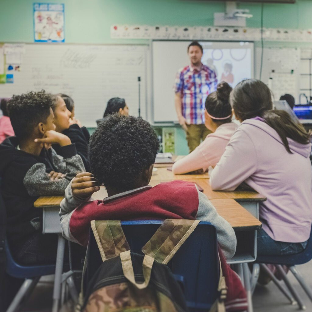 A class in session in a classroom