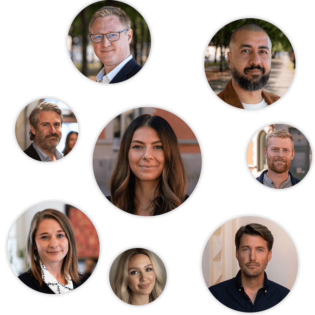 Cosafe staff in a collage of circle photos