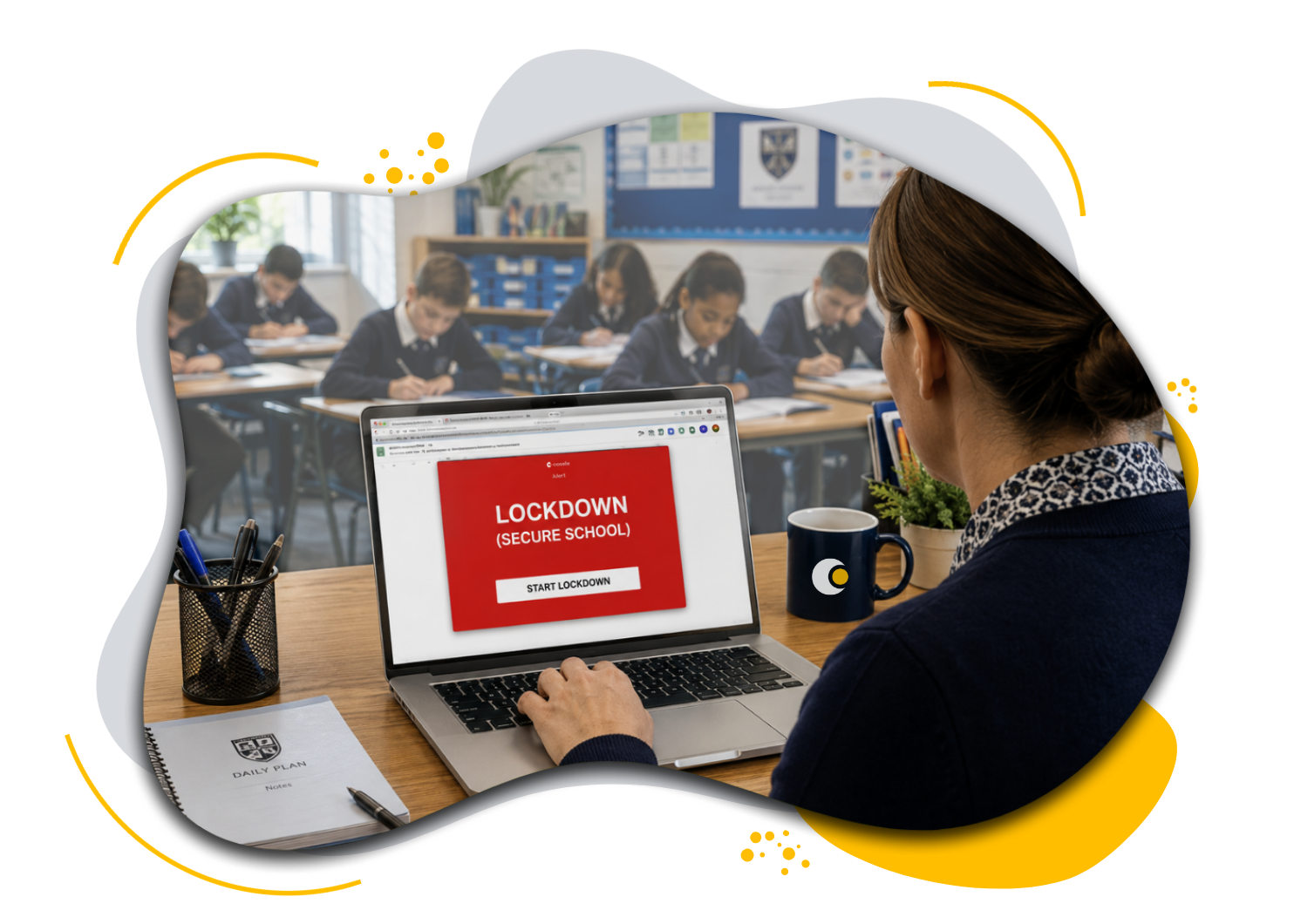 Cosafe lockdown alert system being used in a school
